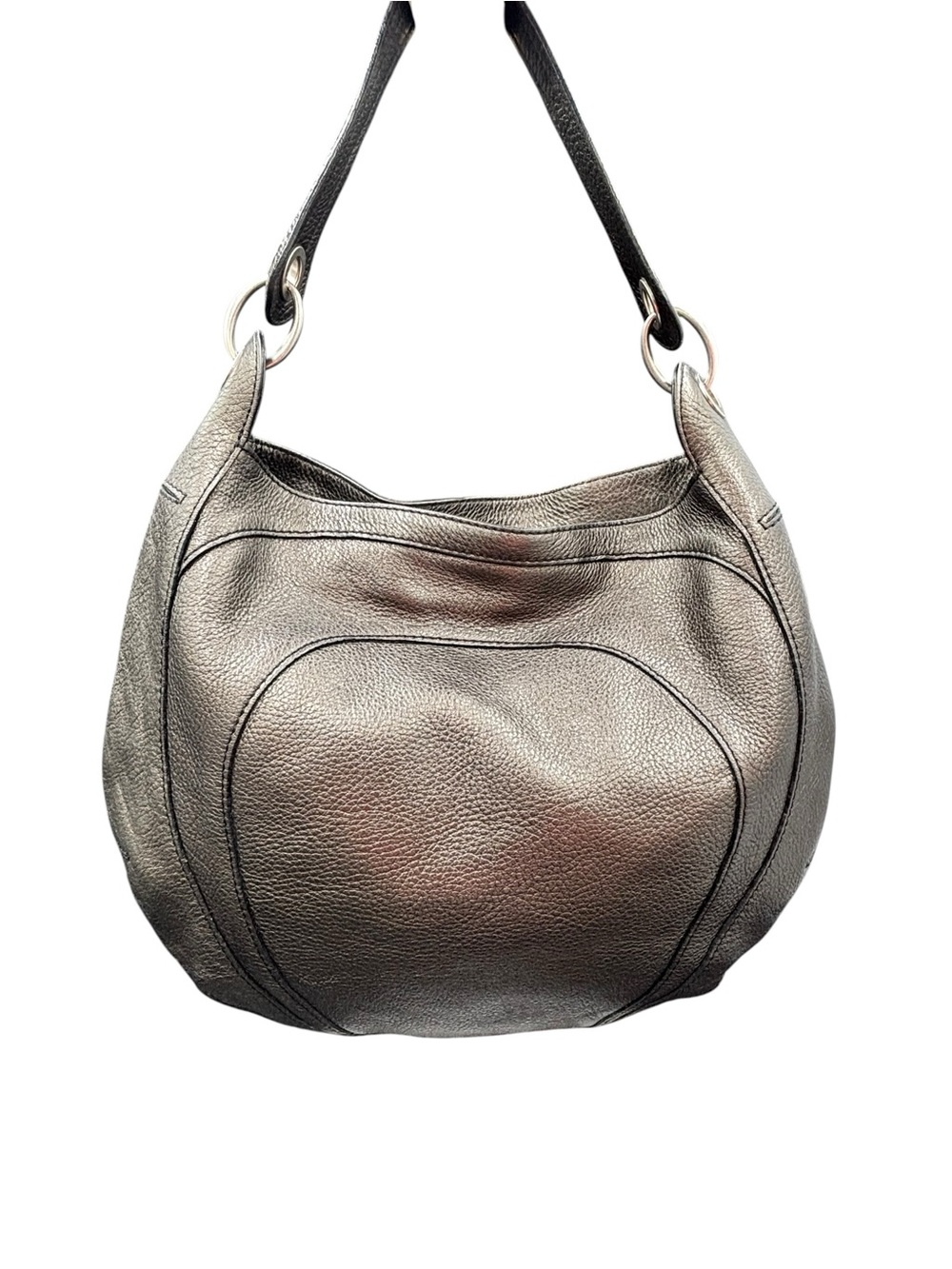 Banana Republic Bronze Metallic Pebbled Leather Hobo Shoulder Bag - Picture 5 of 13